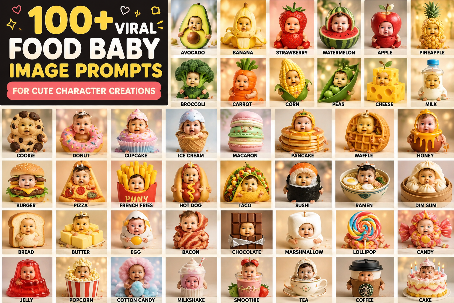 100+ Cute Food Character Video Prompts | The Ultimate Prompt Collection